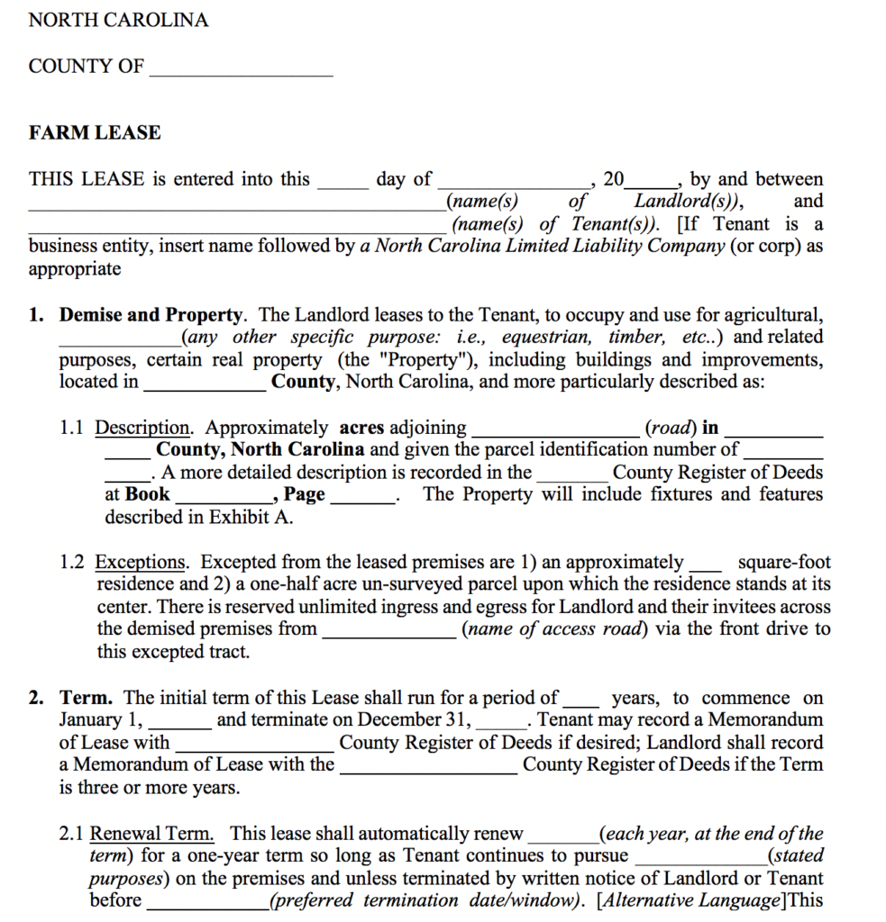 Farm Lease Template Available on Our Website!  NC State Extension In share farming agreement template