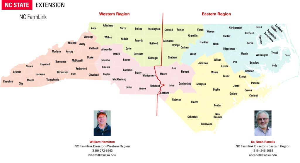 NC Map showing counties