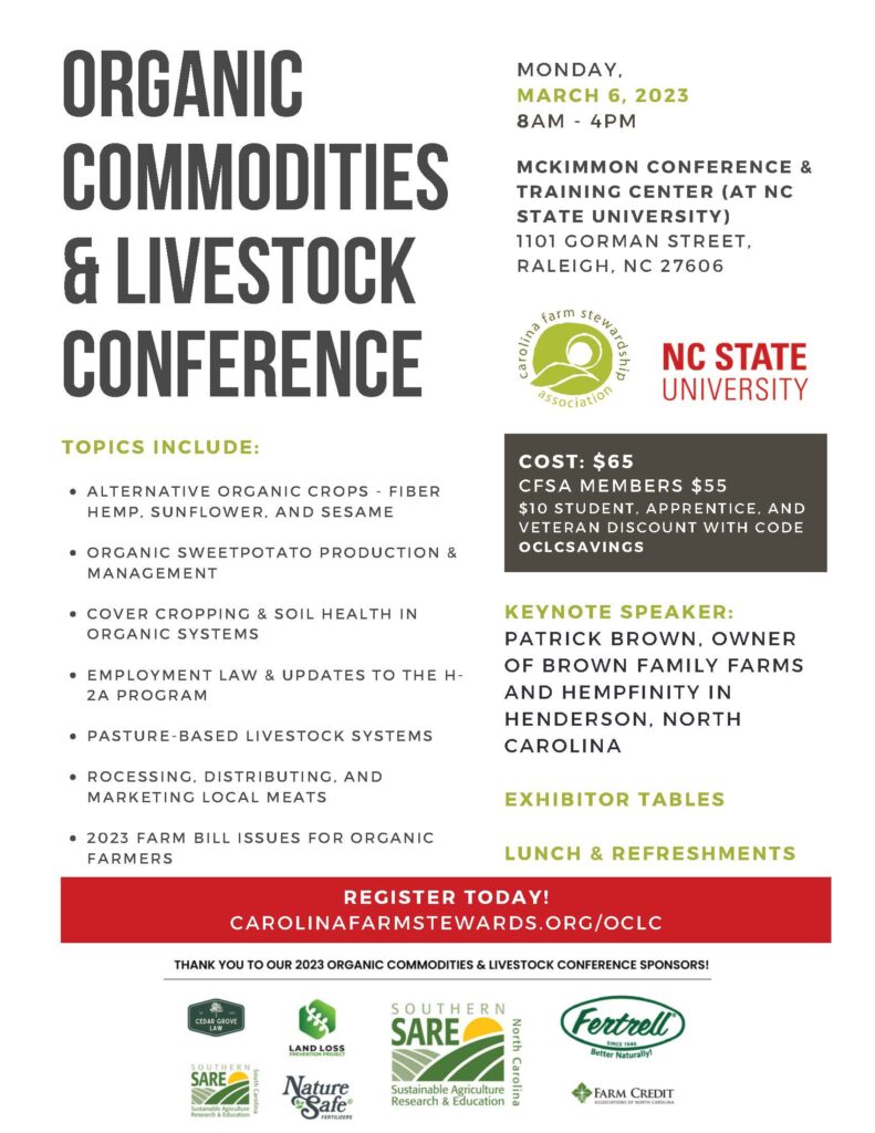 Organic Commodities and Livestock Conference event flyer
