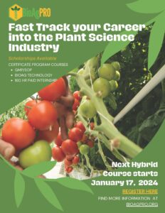 Flyer for BioAgPro course starting in January 2024